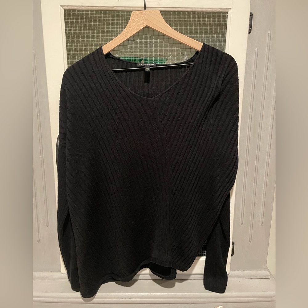 Eileen Fisher Ribbed Asymmetrical Sweater, Size Small